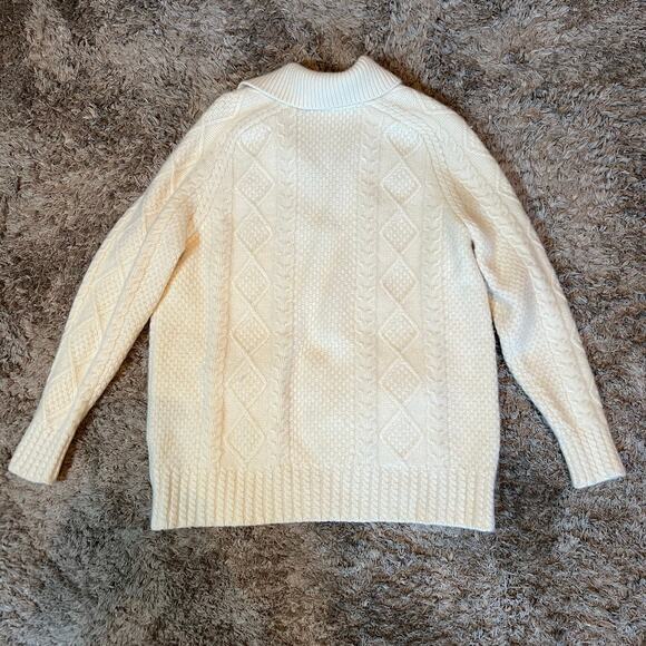 Brooks Brothers Merino Wool White Cream Sweater XL Thick Cable Knit Fisherman - Picture 2 of 8